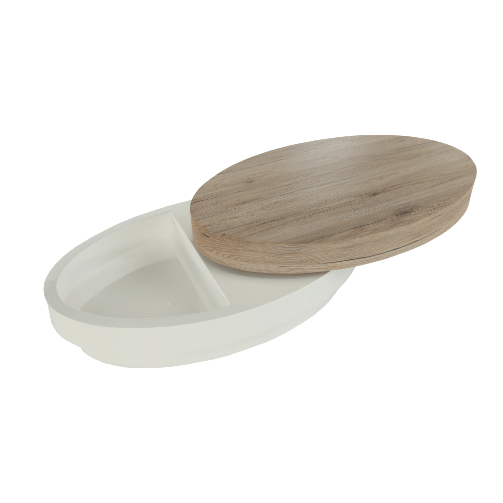 Măsuţă de cafea, alb extra lucios HG/stejar sonoma, JEMAN