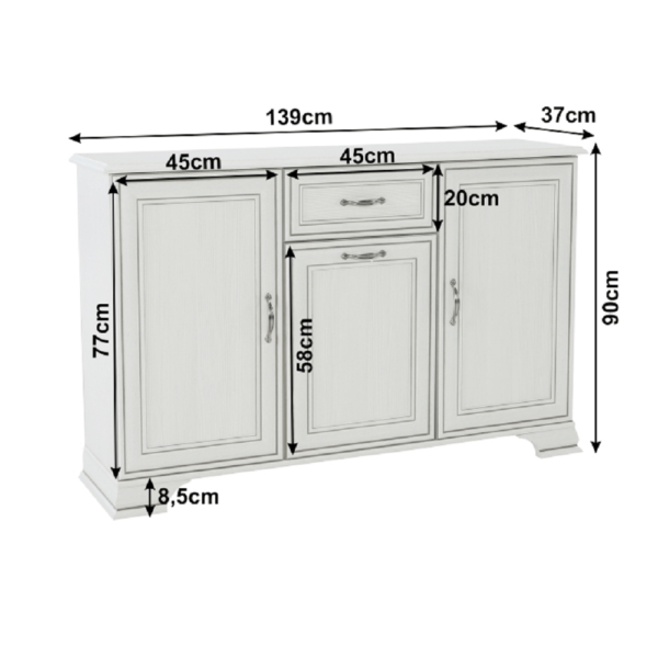 Comodă combinată 3D1S, woodline crem, TIFFY 08