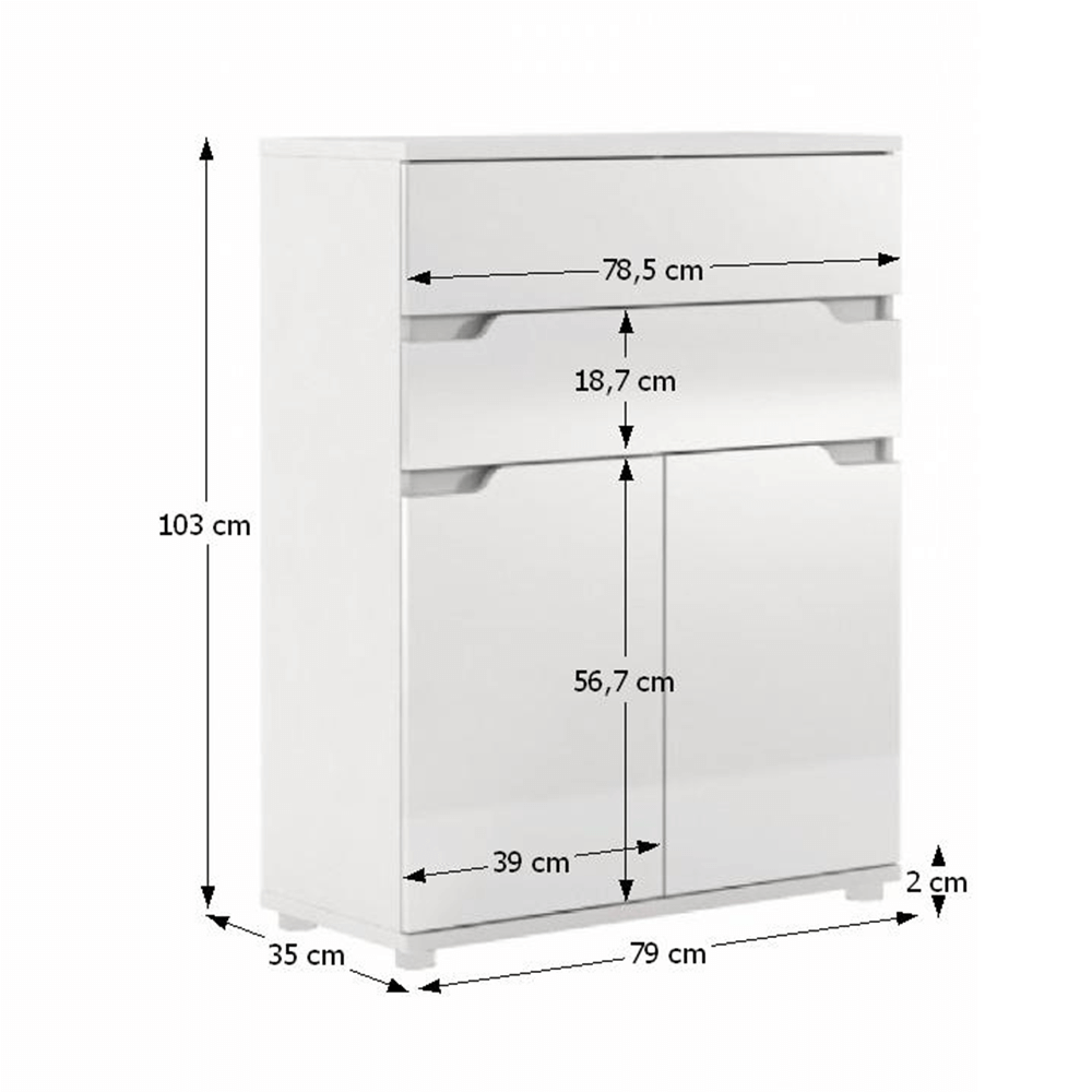 Comodă, albă lucioasă, ADONIS AS 01