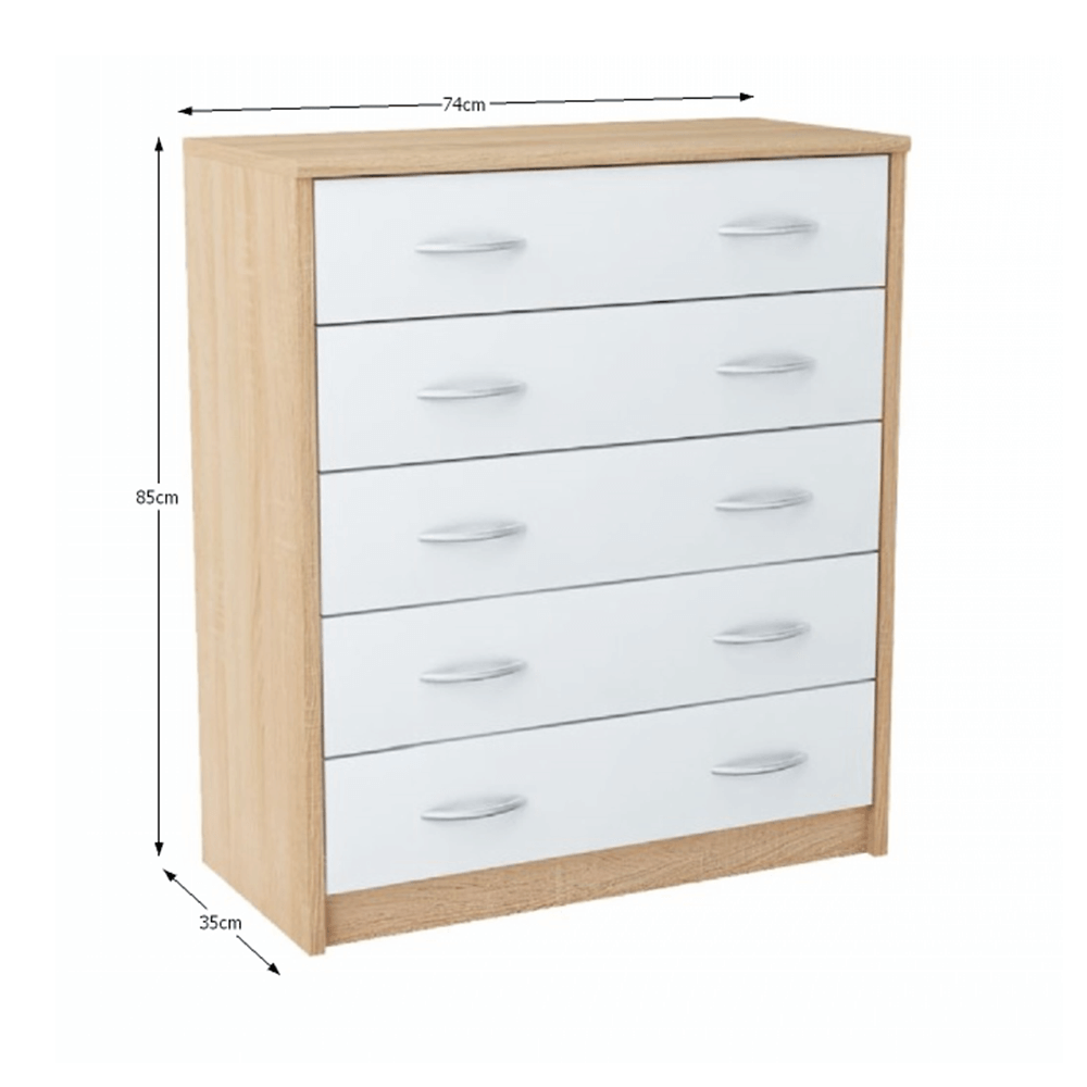 Comodă, stejar sonoma/alb, AGNESA TYP 4