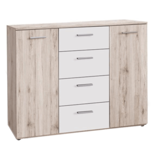 Comodă, stejar nisip/alb, VALERIA