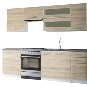 Ansamblu bucătărie 2,4 m, stejar sonoma/alb, FABIANA