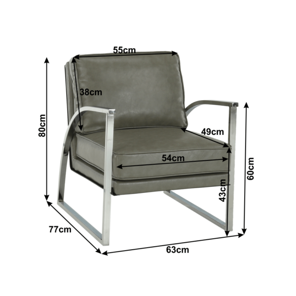 Fotoliu de design, gri-argint/argint, KUMON