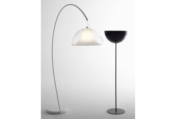 Lampa de podea cu picior arc si abajur din policarbonat L002T/BA