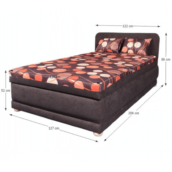 Pat 1 persoana cu ladă pt. depozitare, cu saltea tip sandwich, 120x200 cm, ERNA 120