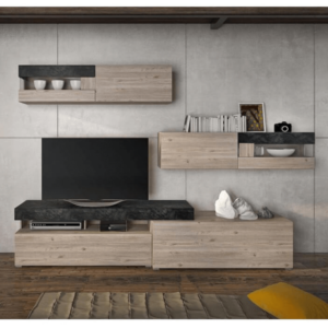 Mobilă de living, pal melaminat, stejar nelson/beton, IOVA