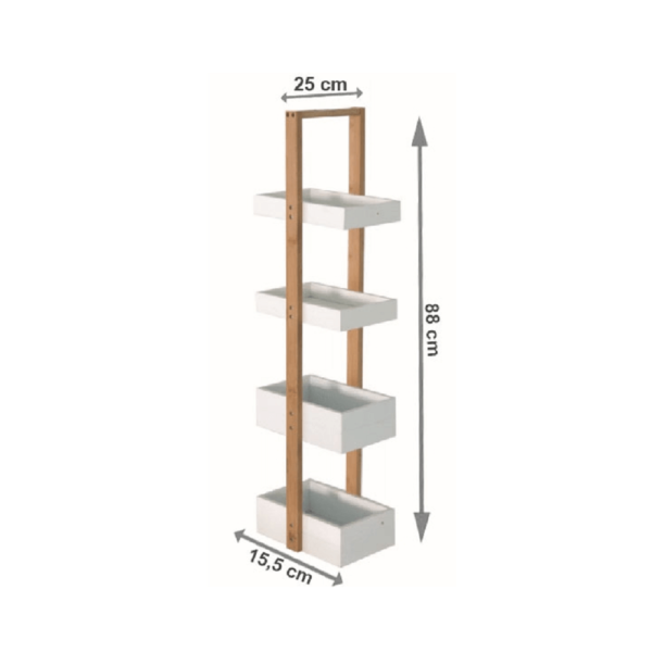 Etajeră, bambus natural/alb, SLIME