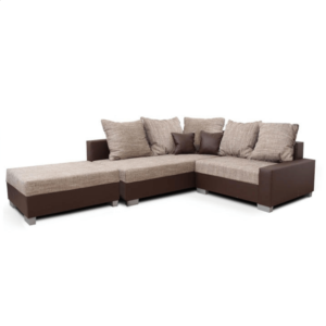 Colţar tapiţat cu taburet, alová maro/stofă maro, model stânga, IDA NEW