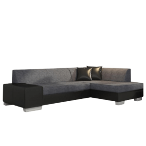 Colţar model dreapta, piele ecologică neagră/material gri/cusătură neagră, PETER NEW