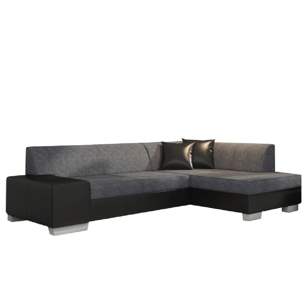 Colţar model dreapta, piele ecologică neagră/material gri/cusătură neagră, PETER NEW