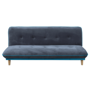 Colţar extensibil, gri/material albastru, lemn natural, ELMO