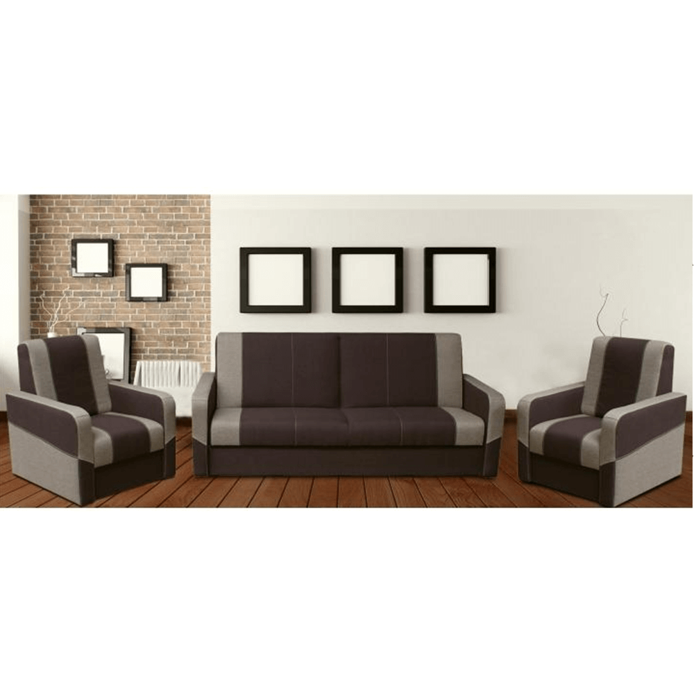 Set de canapele 3+1+1, ciocolatiu/maro deschis, HUGOR