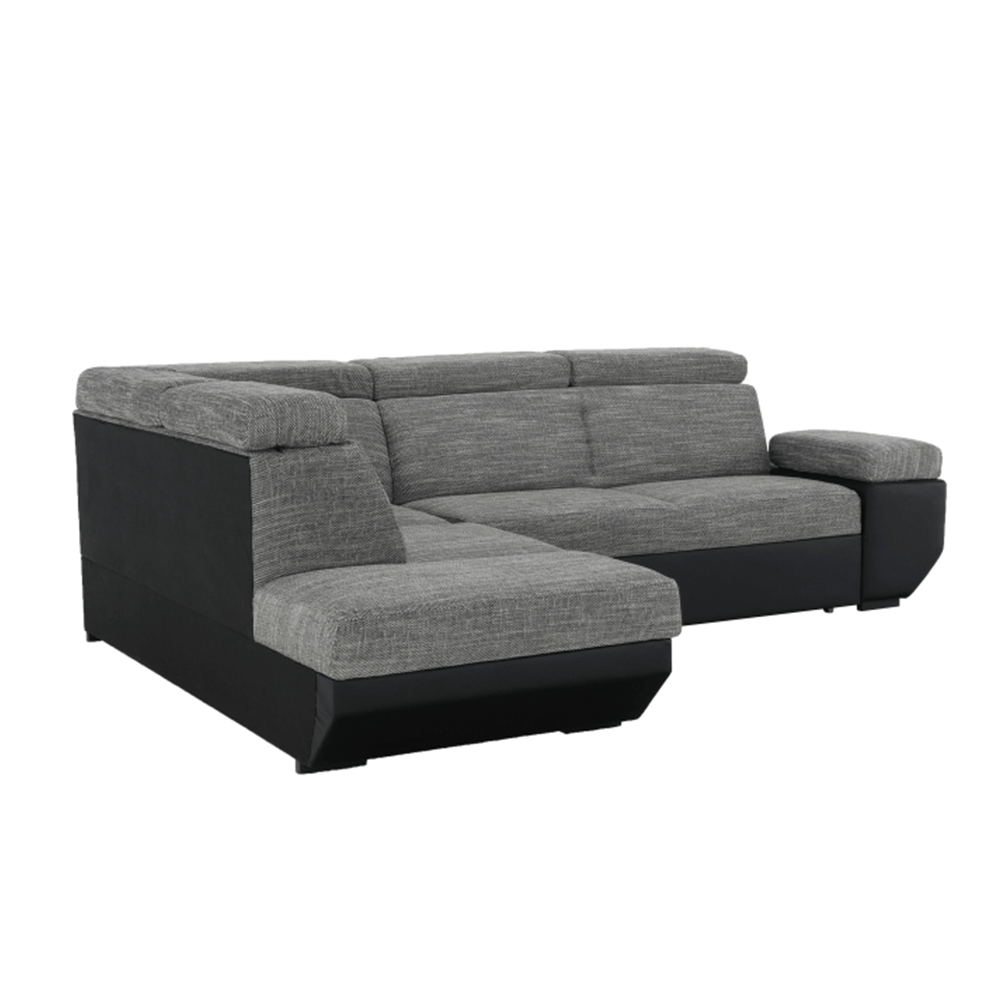 Colţar, piele eco neagră/textil, stânga, AKRON