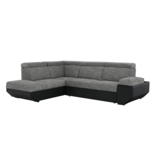 Colţar, piele eco neagră/textil, stânga, AKRON