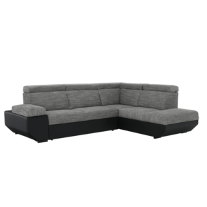 Colţar, piele eco neagră/textil, dreapta, AKRON