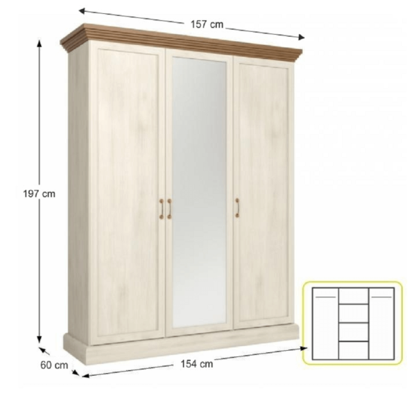 Dulap, pin nordic/ stejar sălbatic, ROYAL S3D