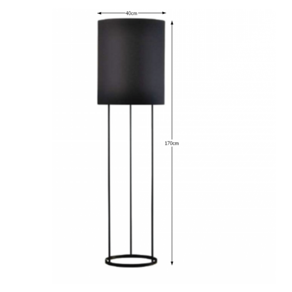 Lampă pe picior, metal/material, negru, CINDA TYP 22 F7008