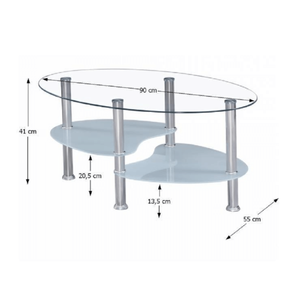 Măsuţă de cafea, oţel/sticlă transparentă/sticlă de culoarea laptelui, WAVE NEW