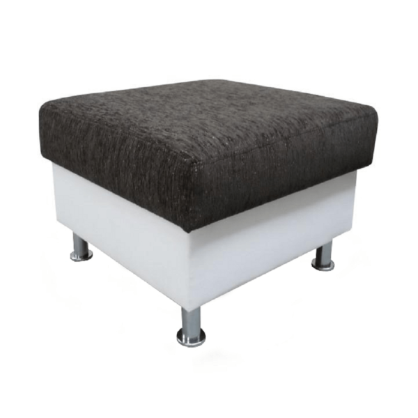 Taburet, spaţiu pentru depozitare, piele eco albă/inary gri închis, POLO
