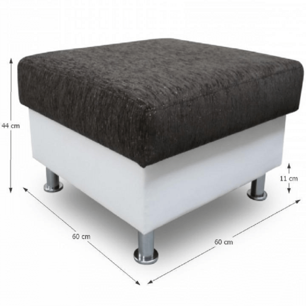Taburet, spaţiu pentru depozitare, piele eco albă/inary gri închis, POLO