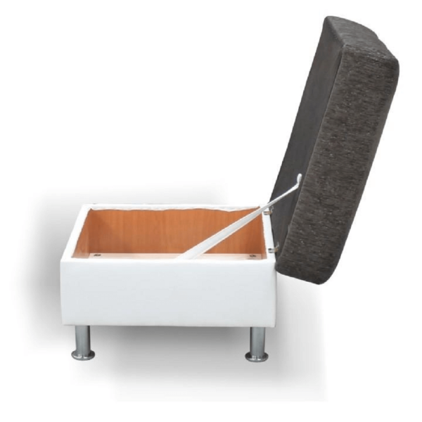 Taburet, spaţiu pentru depozitare, piele eco albă/inary gri închis, POLO