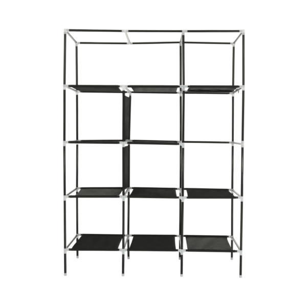 Organizator de garderobă, ţesătură / metal, negru, TARON VNW06