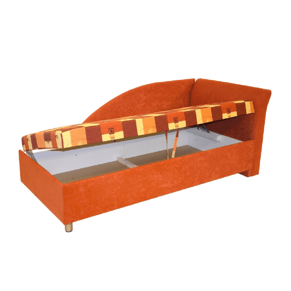 Pat cu spaţiu pt. depozitare, drept, sendvici, 90x200, PERLA