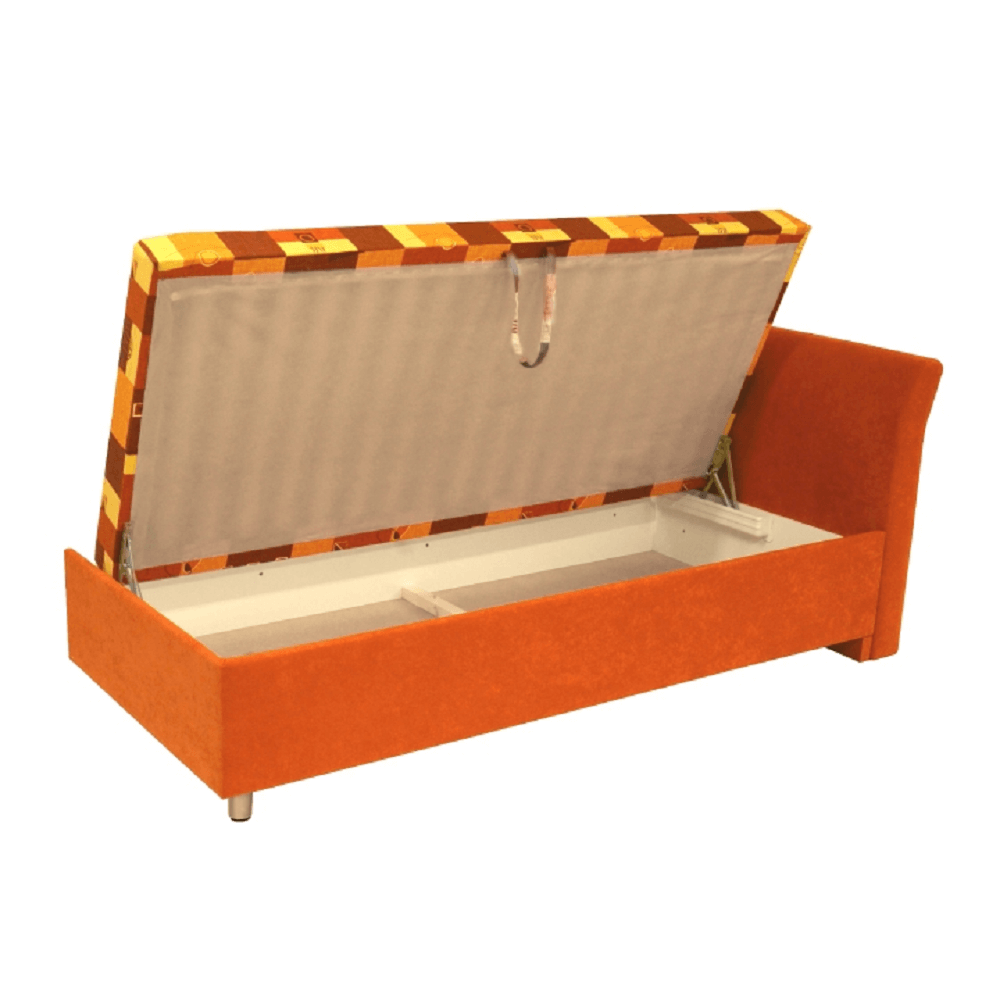 Pat cu spaţiu pt. depozitare, drept, sendvici, 90x200, PERLA