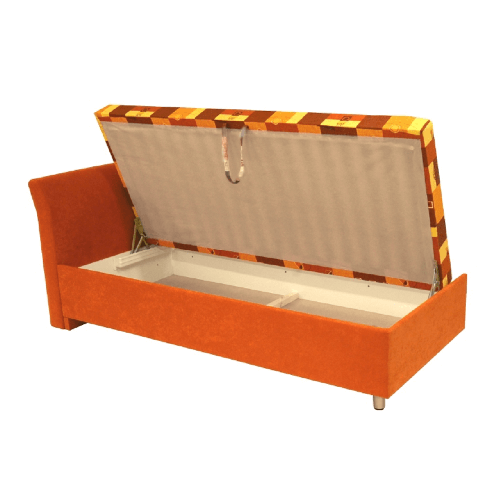 Pat cu spaţiu de depozitare, stâng, sendvici, 90x200 cm, PERLA