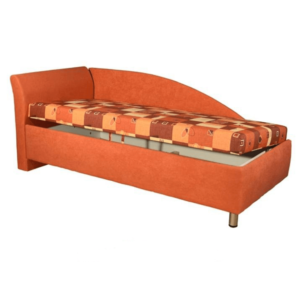 Pat cu spaţiu de depozitare, stâng, sendvici, 90x200 cm, PERLA