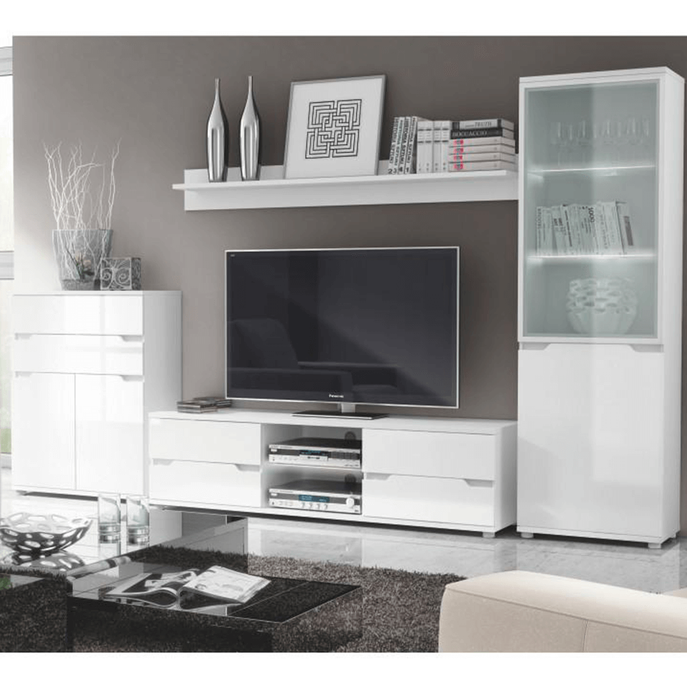 Vitrină suspendată, alb/alb cu extra luciu HG, ADONIS AS 08