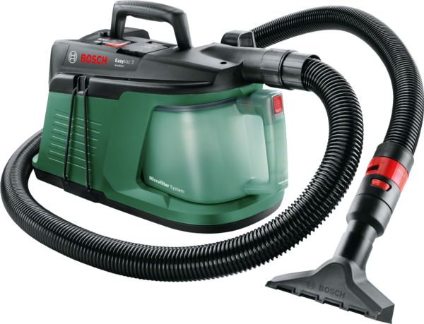 Aspirator Bosch EasyVac 3 06033D1000, 700 W, 2.1 L, Aspirare uscata, Duză pentru rosturi, Negru/Verde