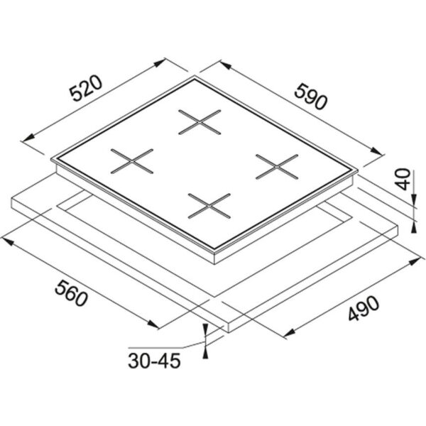 Plita incorporabila Franke New Square FHNS 604 4G WH C 106.0489.961, 4 arzatoare gaz, 60 cm, Aprindere electronica la buton, Valva de siguranta, Arzatoare si gratare fonta, Sticla alba