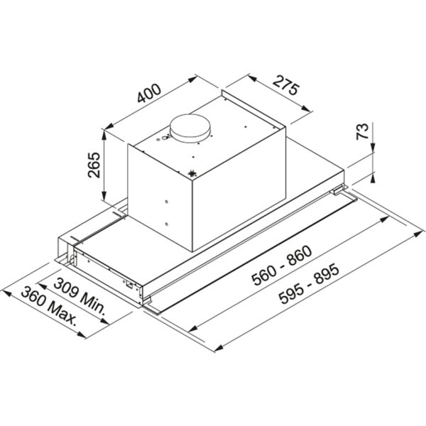 Hota incorporabila Franke ATMOS 604 305.0504.069, Tip caseta, Capacitate 455 m3/H (intensiv, mod evacuare), 3 viteze+intensiv, Touch control, Functie oprire automata, Latime 60 cm, Inox Satinat