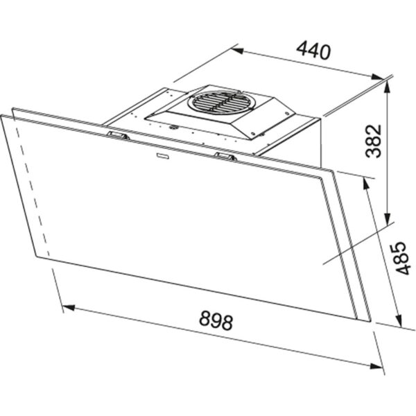 Hota Franke Crystal FCRV 908 BK 330.0536.839, Decorativa ecran, Capacitate 730 m3/H (intensiv, mod evacuare), 3 viteze+intensiv, Touch control, Functie oprire automata, Latime 90 cm, Negru