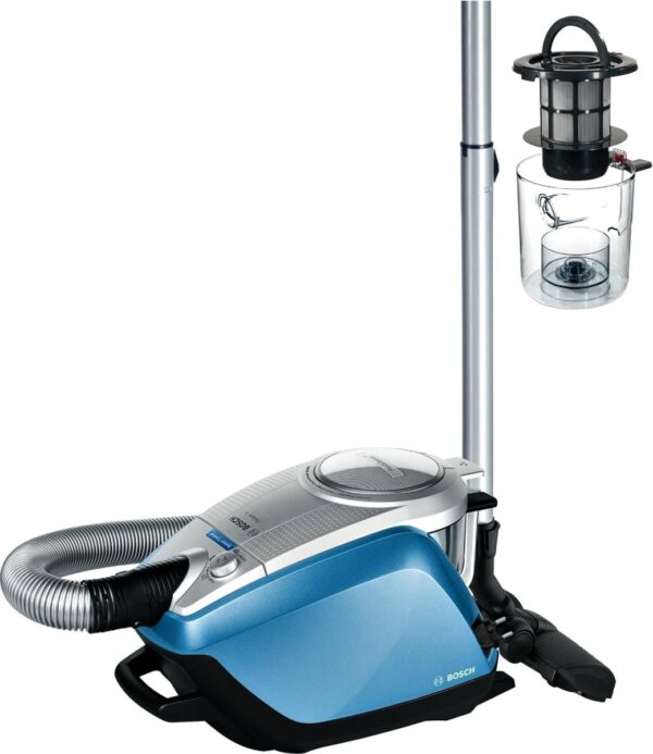 Aspirator fara sac Bosch Relaxx'x ProSilence Plus BGS5RCL, 700W, 3 l, HEPA, Gri metalic/Albastru