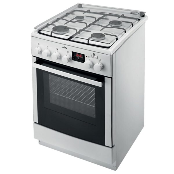 Aragaz mixt AEG CKB56400BW, 4 arzatoare gaz, Cuptor electric multifunctional, 58 L, PlusSteam, Alb