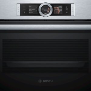 Cuptor incorporabil cu aburi Bosch Serie 8 CSG656BS2, Design compact, Electric, 47 L, 12 functii, Convecție aer 4D, Grill, Display TFT, EcoClean Direct, Blocare copii, Negru/Inox