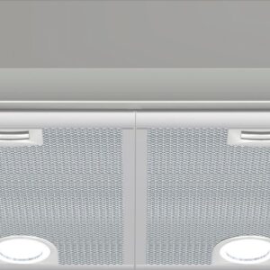 Hotă incorporabilă Bosch Serie 4 DHL555BL, Capacitate 618 m³/h (intensiv, mod evacuare), 3 viteze + intensiv, Control mecanic, Filtru metalic lavabil, 53 cm, Argintiu metalizat