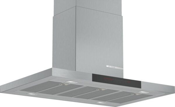 Hotă insulă Bosch Serie 6 DIB97JP50, Capacitate 718 m³/h (intensiv, mod evacuare), 3 viteze + 2 intensiv, TouchControl, Filtru metalic lavabil, Indicator filtru, 90 cm, Inox