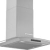 Hota Bosch Serie 4 DWA66DM50, Semineu arcada, 60 cm, max 600 m3/h, TouchControl si afisaj electronic, 3 trepte de putere + Intensiv, Inox + sticla