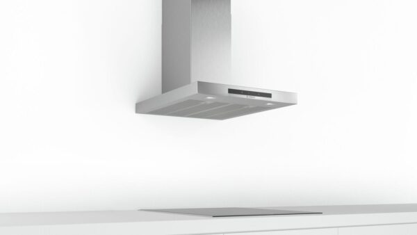 Hota Bosch Serie 4 DWB67IM50, Semineu dreapta, 60 cm, max 720 m3/h, TouchControl si afisaj electronic, 3 trepte de putere + Intensiv, Inox