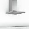 Hotă semineu dreaptă Bosch Serie 6 DWB67LM50, Capacitate 646 m³/h (intensiv, mod evacuare), 3 viteze + intensiv, TouchControl, Filtru metalic lavabil, 60 cm, Inox