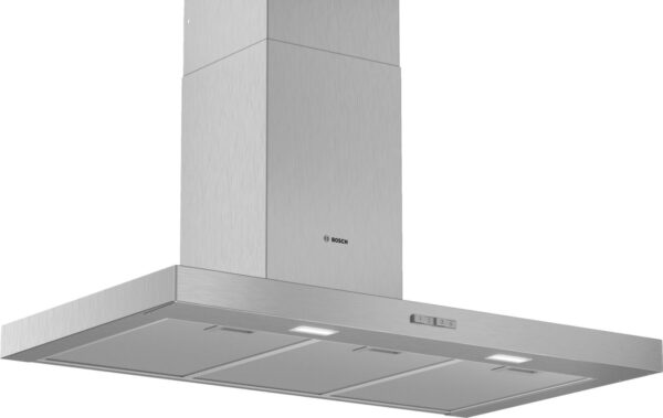 Hota Bosch Serie 2 DWB96BC50, Semineu dreapta, 90 cm, max 590 m3/h, Taste push, 3 trepte de putere, Inox