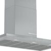 Hotă semineu dreaptă Bosch Serie 6 DWB97LM50, Capacitate 697 m³/h (intensiv, mod evacuare), 3 viteze + intensiv, TouchControl, Filtru metalic lavabil, 90 cm, Inox