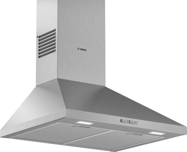 Hota Bosch Serie 2 DWP64BC50, Semineu conica, 60 cm, max 360 m3/h, Taste push, 3 trepte de putere, Inox