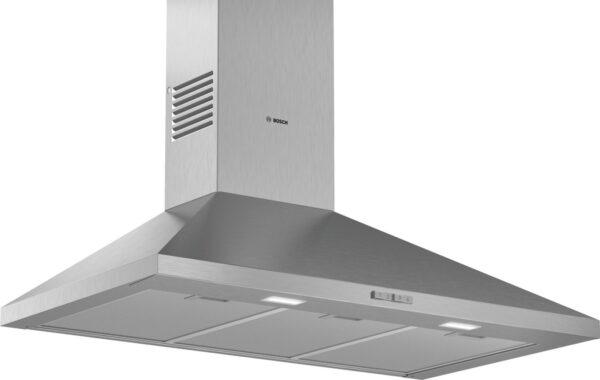 Hota Bosch Serie 2 DWP96BC50, Semineu conica, 90 cm, max 600 m3/h, Taste push, 3 trepte de putere, Inox