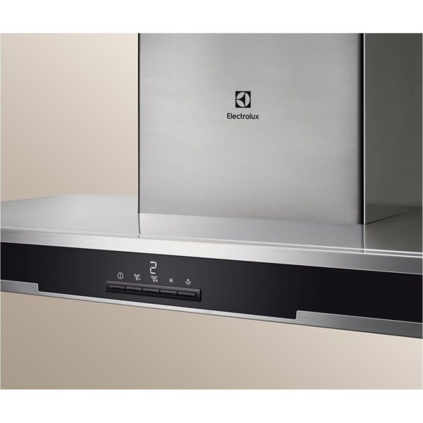 Hota Electrolux EFB60566DX, Semineu dreapta - front cu insertie de sticla, 60 cm, 660 mc/h, Inox