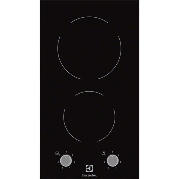 Plita incorporabila Electrolux Domino EHF3920BOK , Vitroceramica ; 2 zone de gatit; Control cu butoane frontal; 30 cm; Neagra