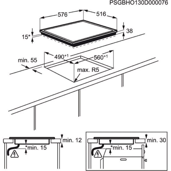 Plita incorporabila Electrolux EHF6240XXK, Vitroceramica; 4 zone de gatit; Control touch; Rama inox XL; 60 cm; Neagra
